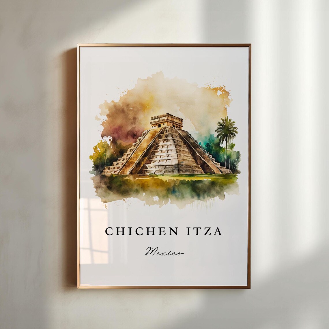 Chichen Itza Mexico Travel Poster, Custom Text