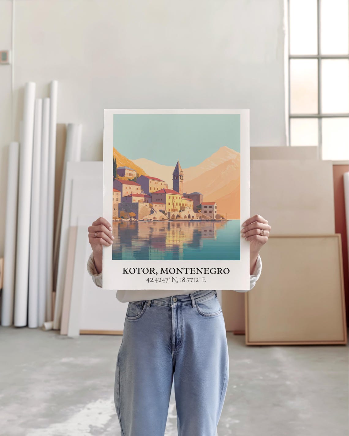 Kotor Montenegro Bay Old Town Church Tower Retro Travel Poster - Image 6