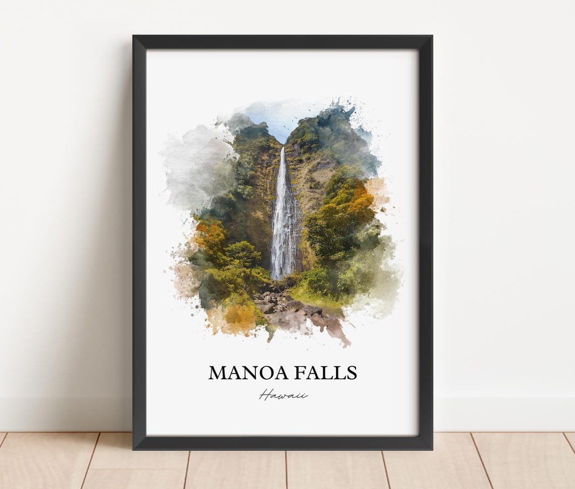 Manoa Falls Hawaii Lush Tropical Rainforest Waterfall Art Poster - Image 2