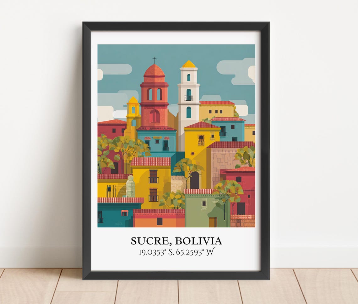 Sucre Bolivia Art Retro Travel Home Decor Gift Prints Housewarming - Image 5