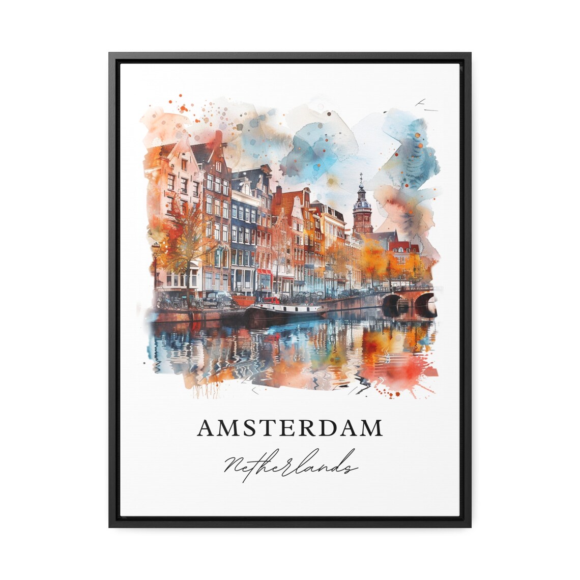 Amsterdam Watercolor Travel Poster, Netherlands Print - Image 3