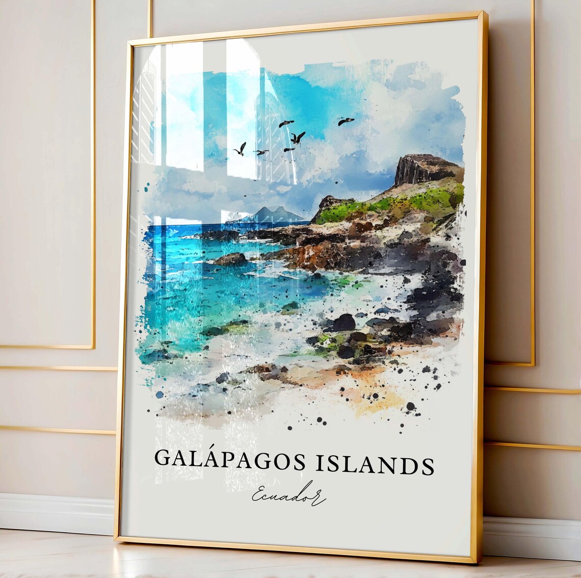 Galapagos Islands Watercolor Travel Poster, Ecuador - Image 3