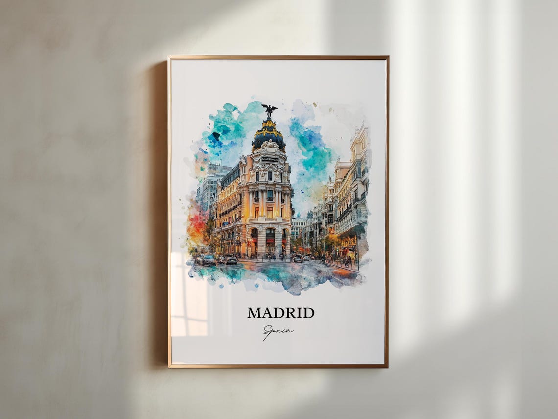 Madrid Spain Gran Via Metropolis Building Watercolor City Poster - Image 2