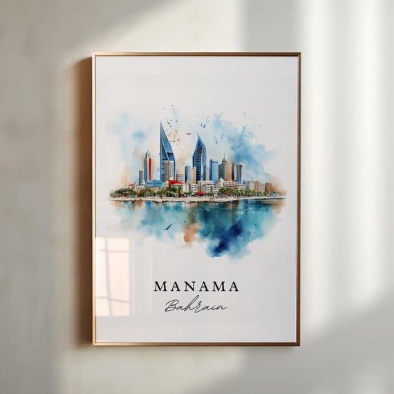 Manama Bahrain Wall Art Poster Wedding Gift Birthday Present Custom Text Personalized