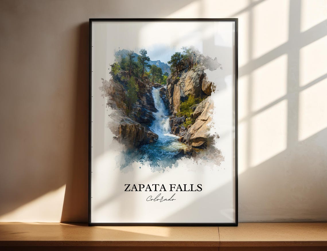 Zapata Falls Colorado Rocky Canyon Cascade Watercolor Poster