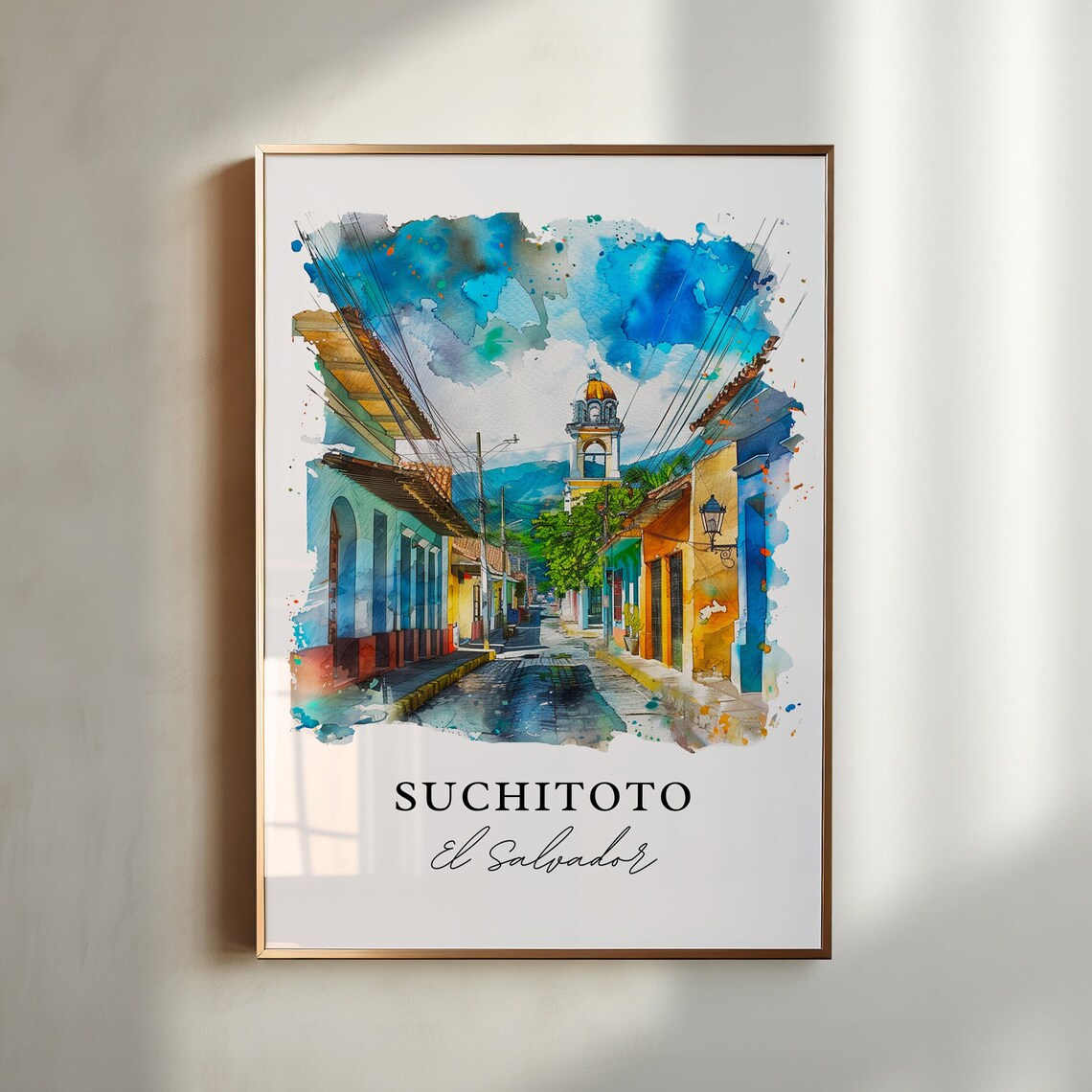 Suchitoto Wall Art Suchitoto El Salvador Print El Salvador Watercolor Cuscatln El Salvador Gift Travel Print Housewarming Gift