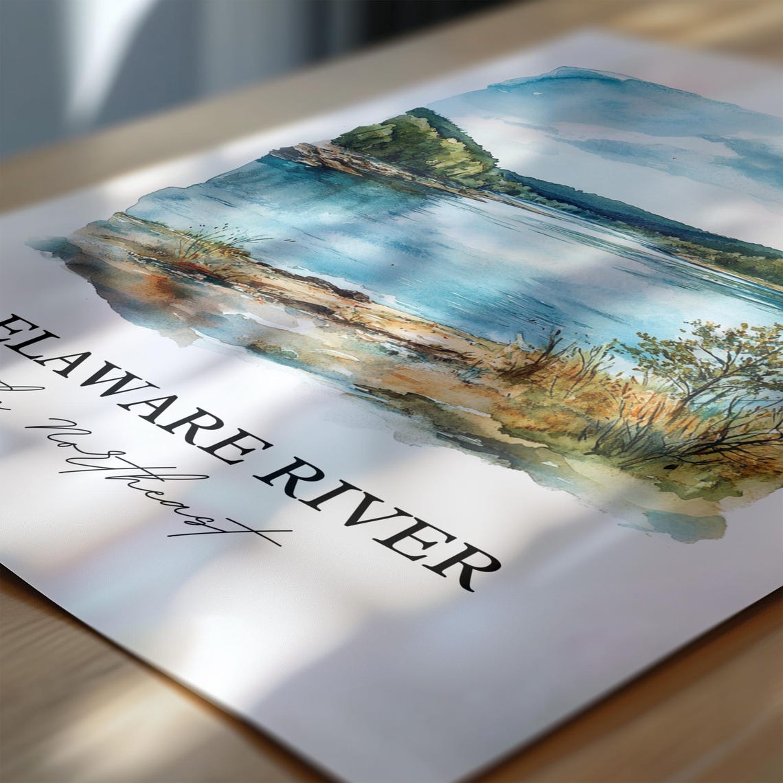 Delaware River The Northeast Rolling Hills Watercolor River Poster - Image 6