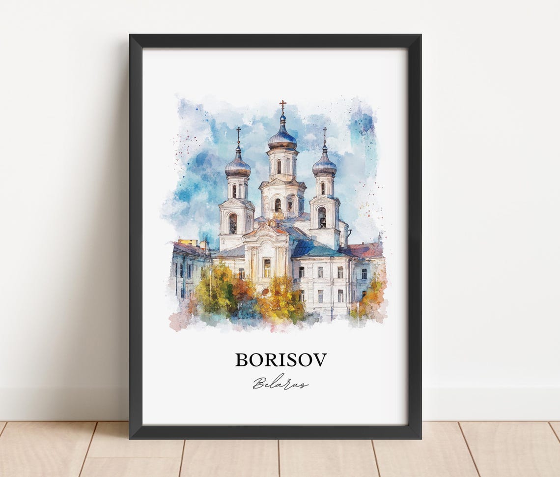 Borisov Belarus Onion Domed Church Golden Glow Watercolor Poster - Image 4