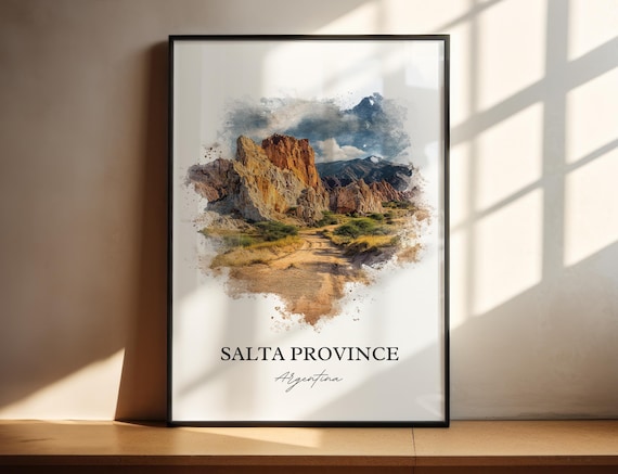 Salta Province Argentina Watercolor Rock Formations Travel Poster
