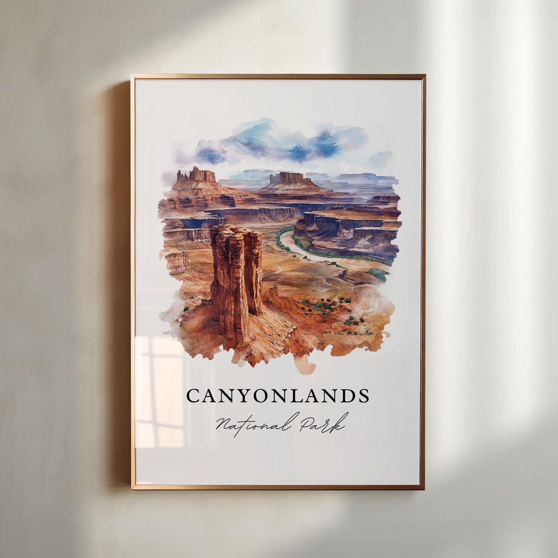 Canyonlands National Park Red Rock Desert Canyon Watercolor Poster