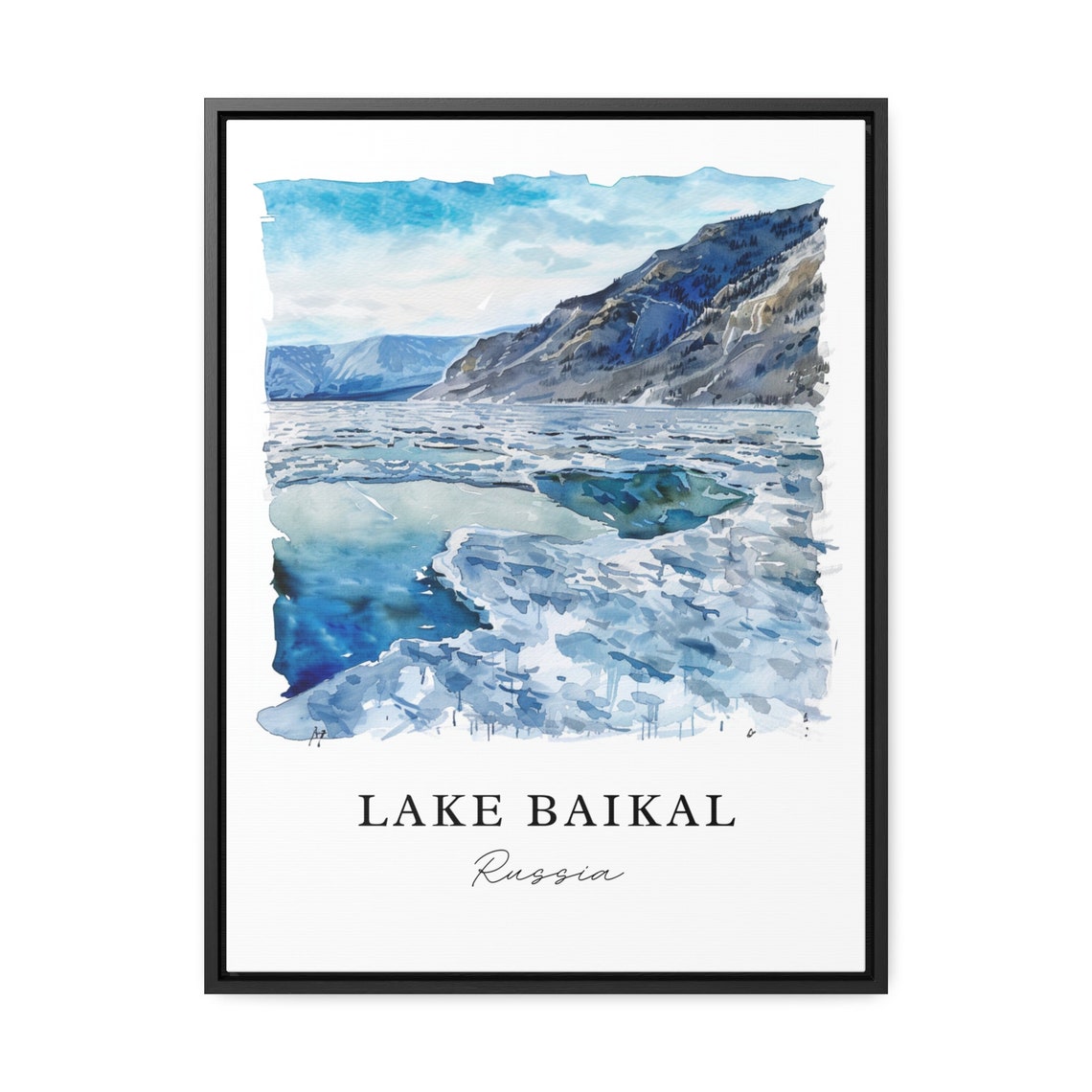 Lake Baikal Russia Siberia Winter Ice Watercolor Travel Poster - Image 3