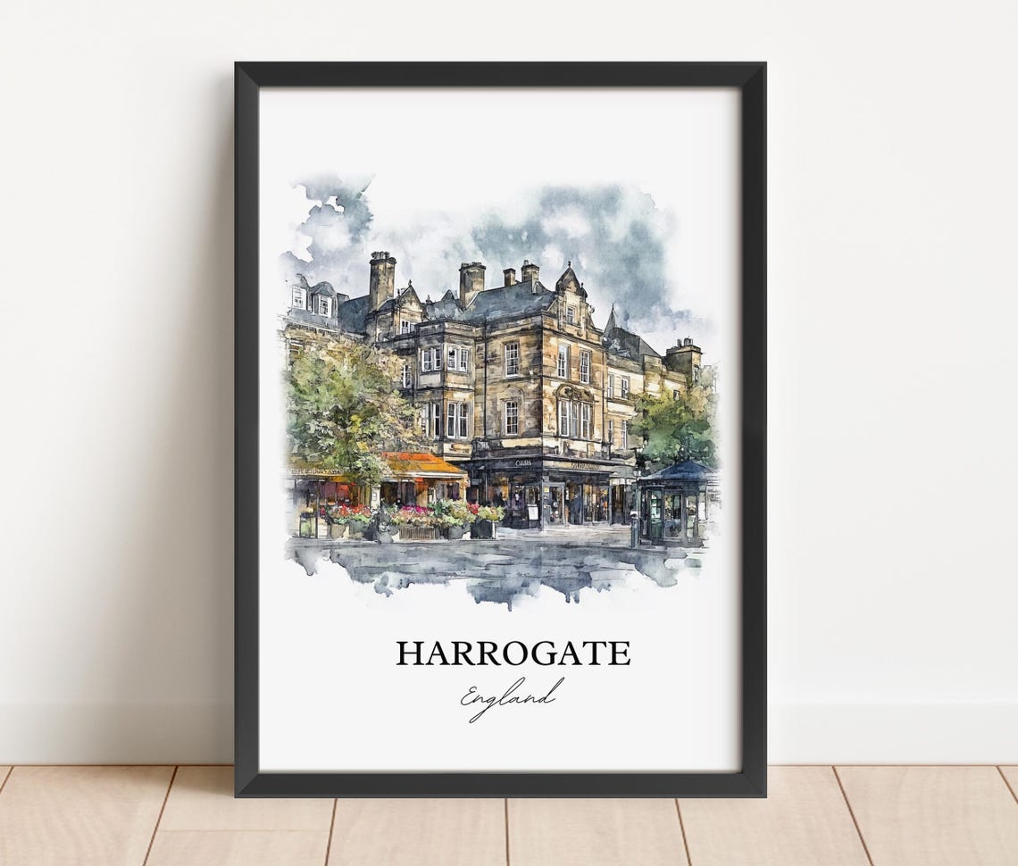 Harrogate Watercolor Travel Poster, North Yorkshire England - Image 3