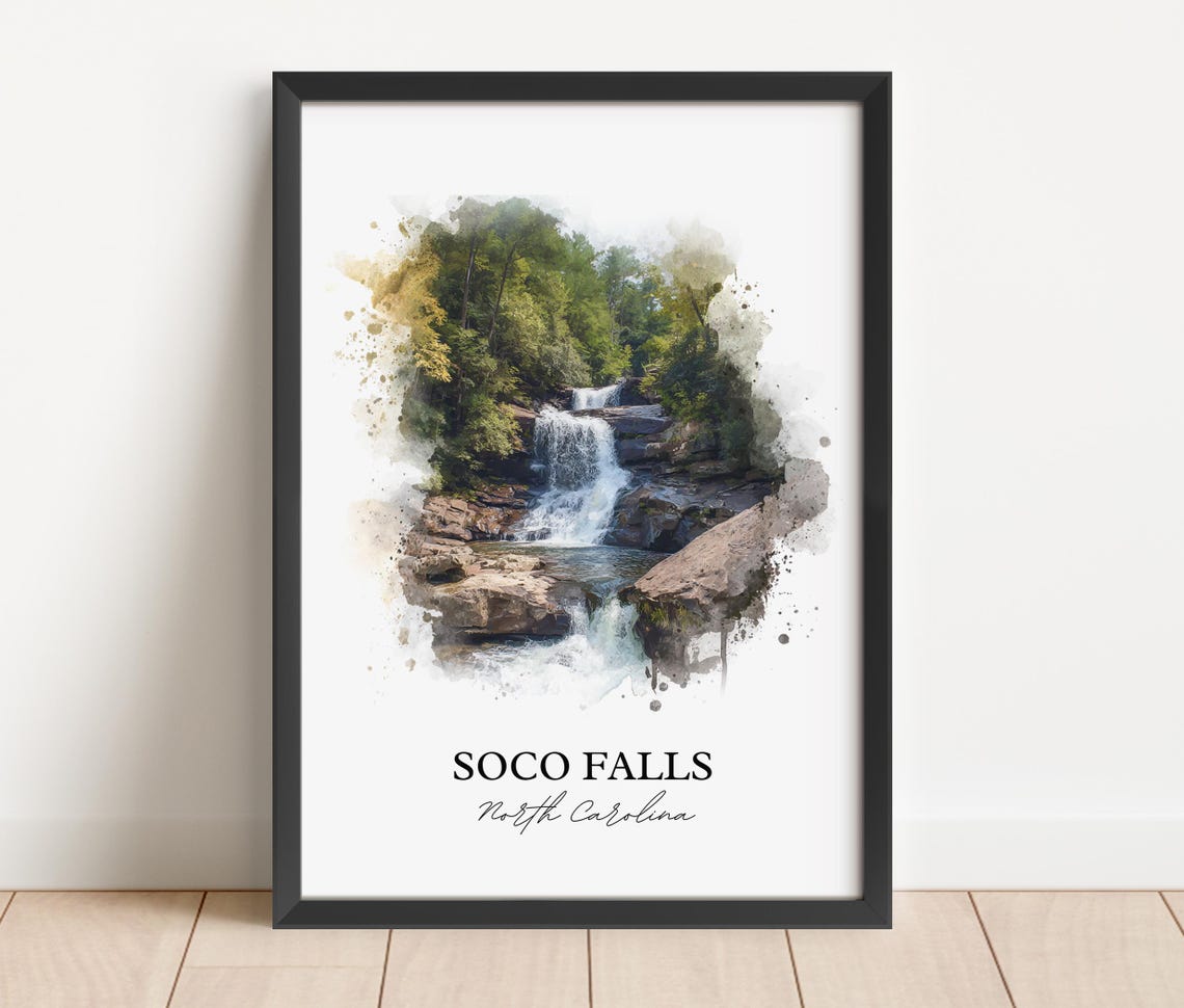 Soco Falls North Carolina Blue Ridge Mountain Waterfall Travel Poster - Image 2