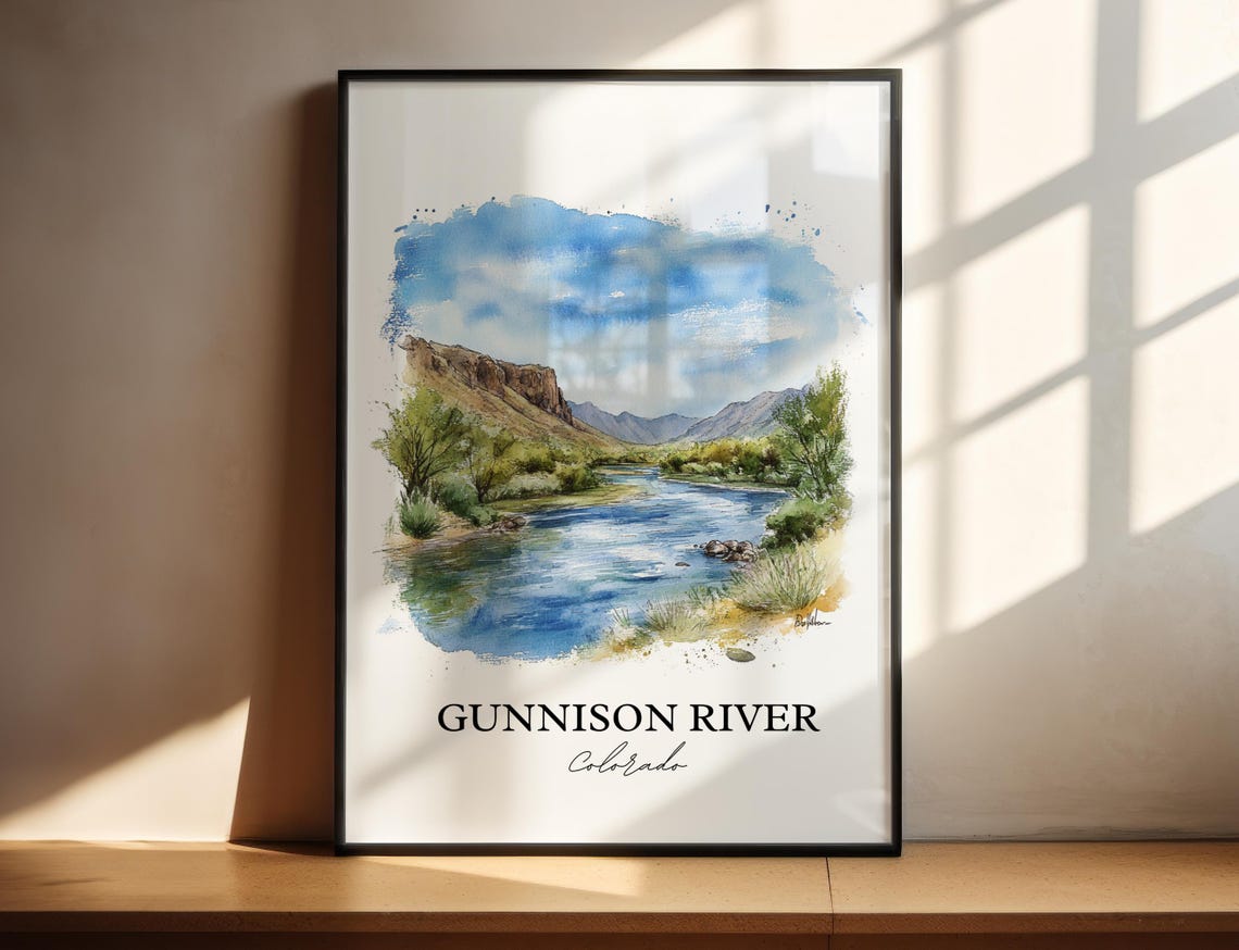 Gunnison River Colorado Red Rock Canyon Watercolor Wilderness Poster
