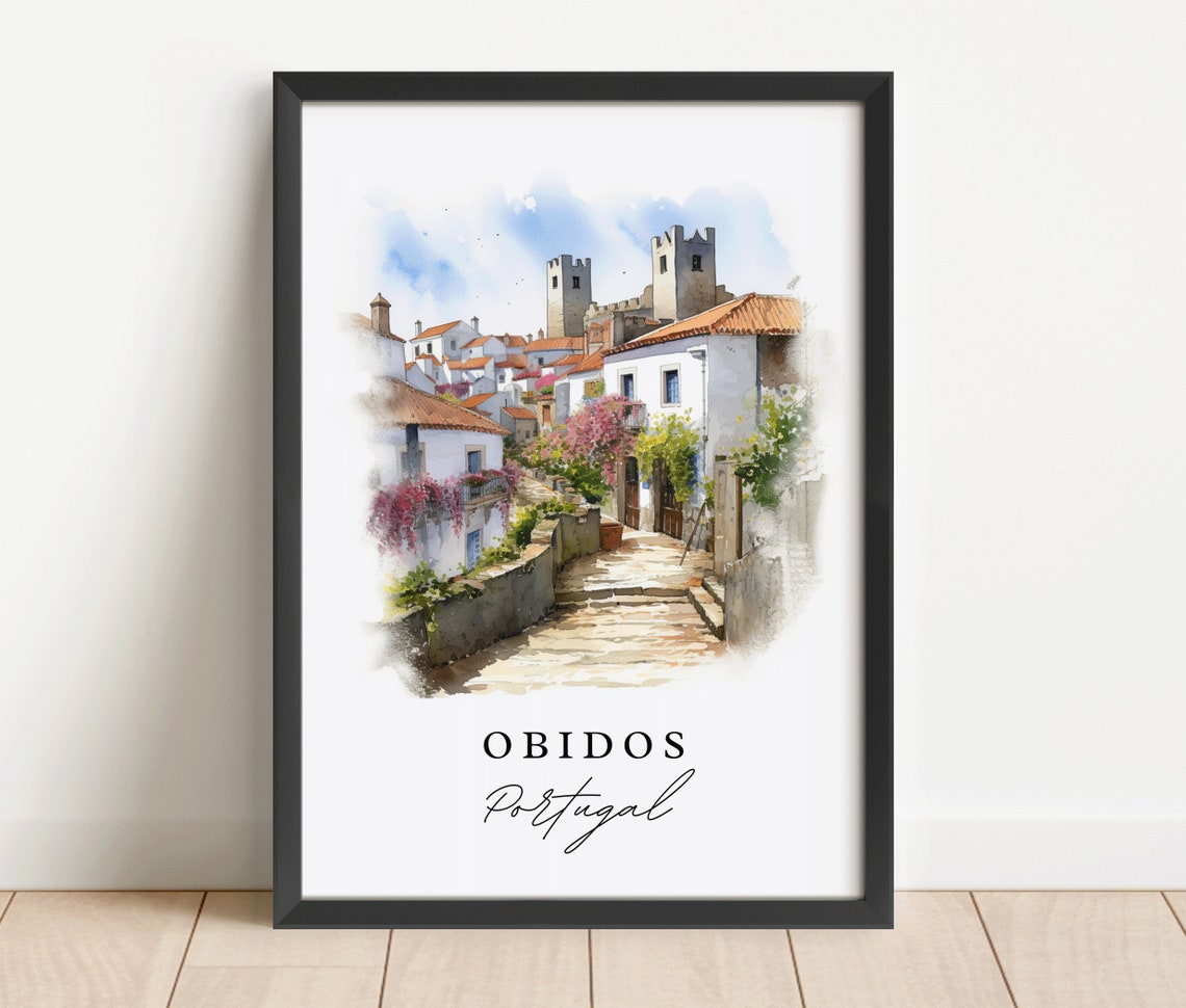 Obidos Portugal Travel Poster, Custom Text Present - Image 4
