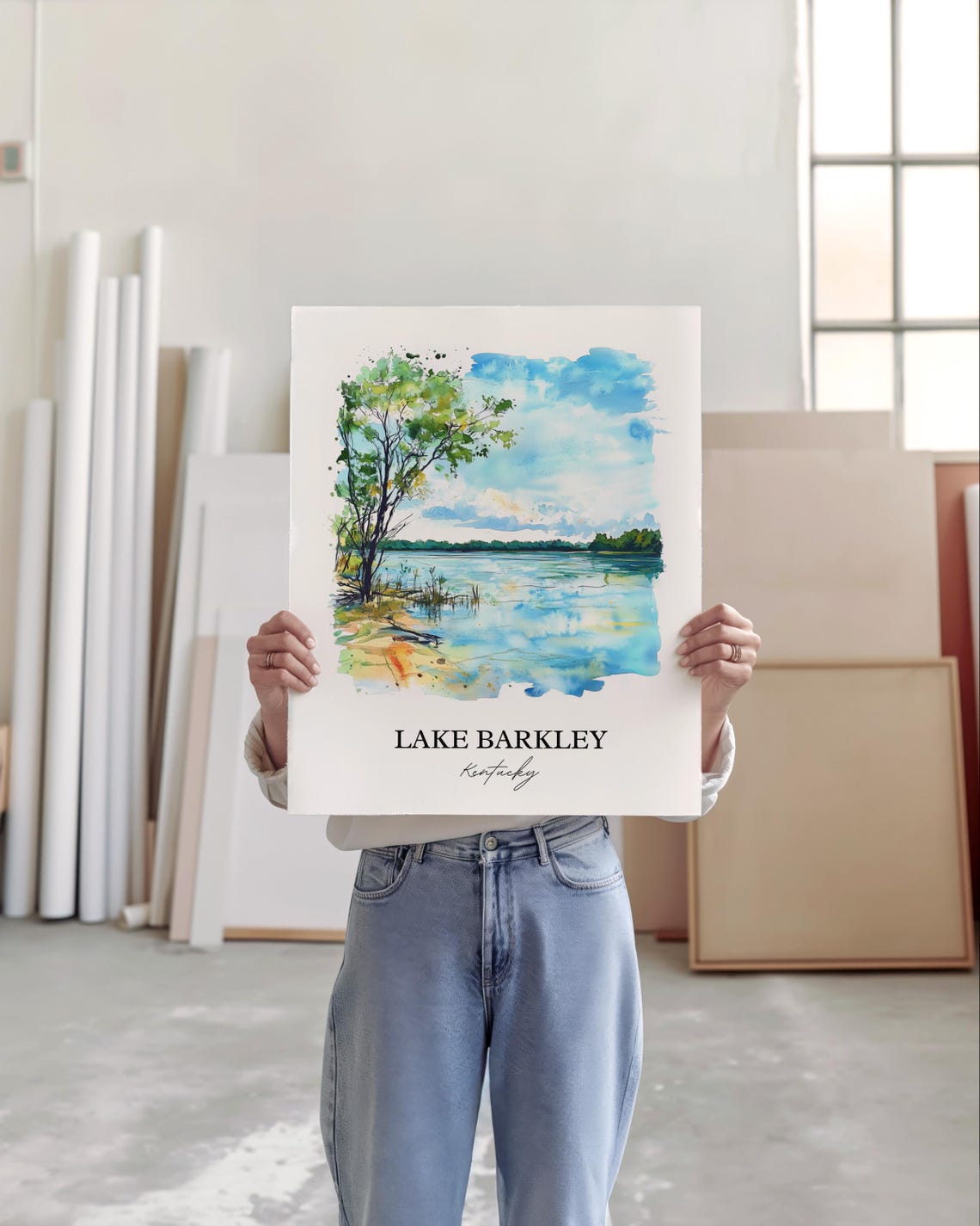 Lake Barkley Kentucky Peaceful Bay Watercolor Lake Poster Art - Image 3