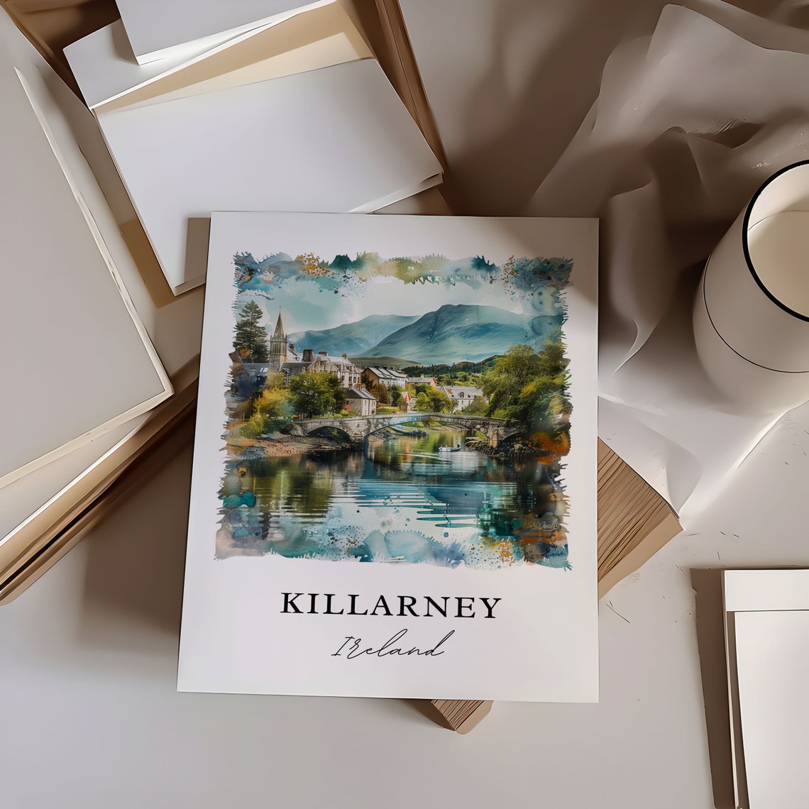 Killarney Ireland Watercolor Travel Poster, Art Print - Image 6