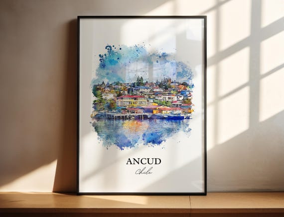 Ancud Chile Wall Art Chilo Island Print Watercolor Gift Travel Poster Housewarming