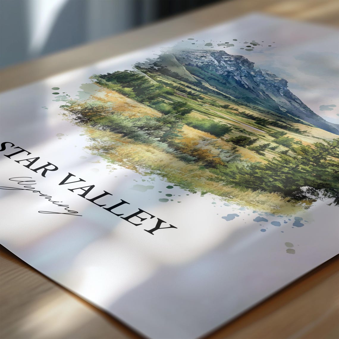 Star Valley Wyoming Mountain Meadow Landscape Watercolor Poster - Image 6