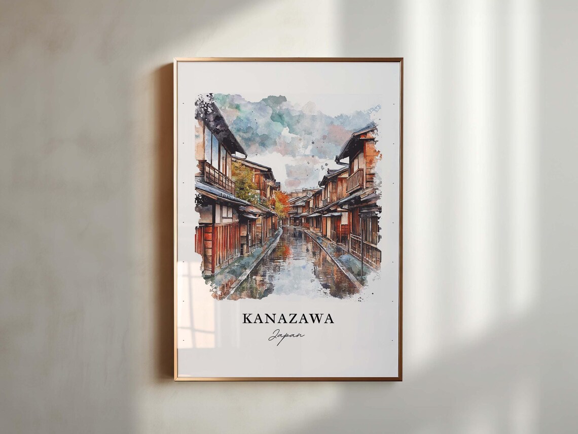 Kanazawa Japan Watercolor Travel Poster, Ishikawa - Image 4