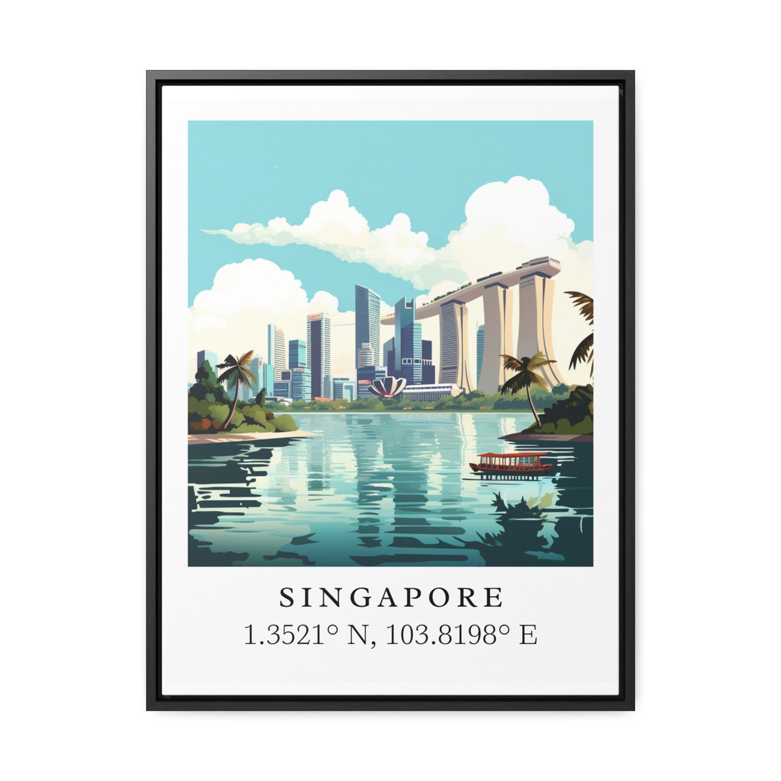 Singapore Skyline Custom Text Travel Poster - Image 2