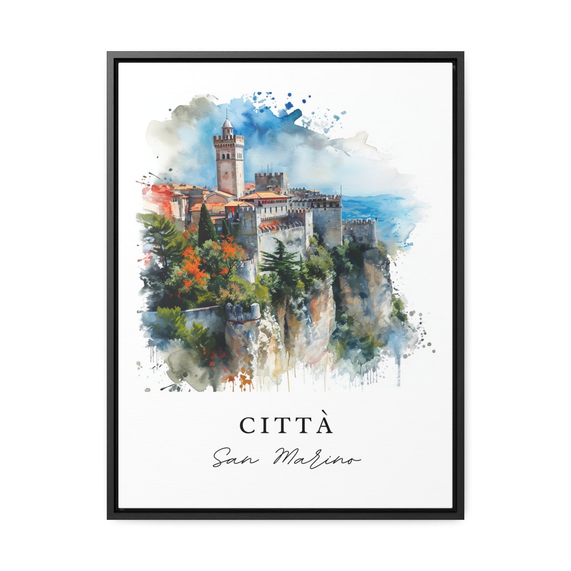 Citta San Marino Watercolor Travel Art Print - Image 2