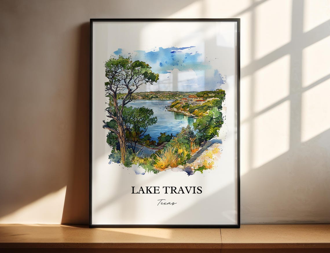 Lake Travis Texas Scenic Hillside Overlook Lakeshore Homes Poster