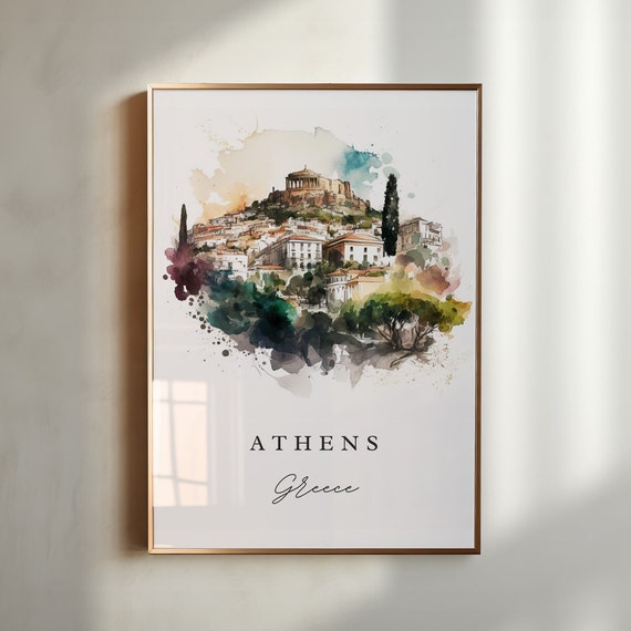 Athens Greece Travel Poster, Custom Text Personalized