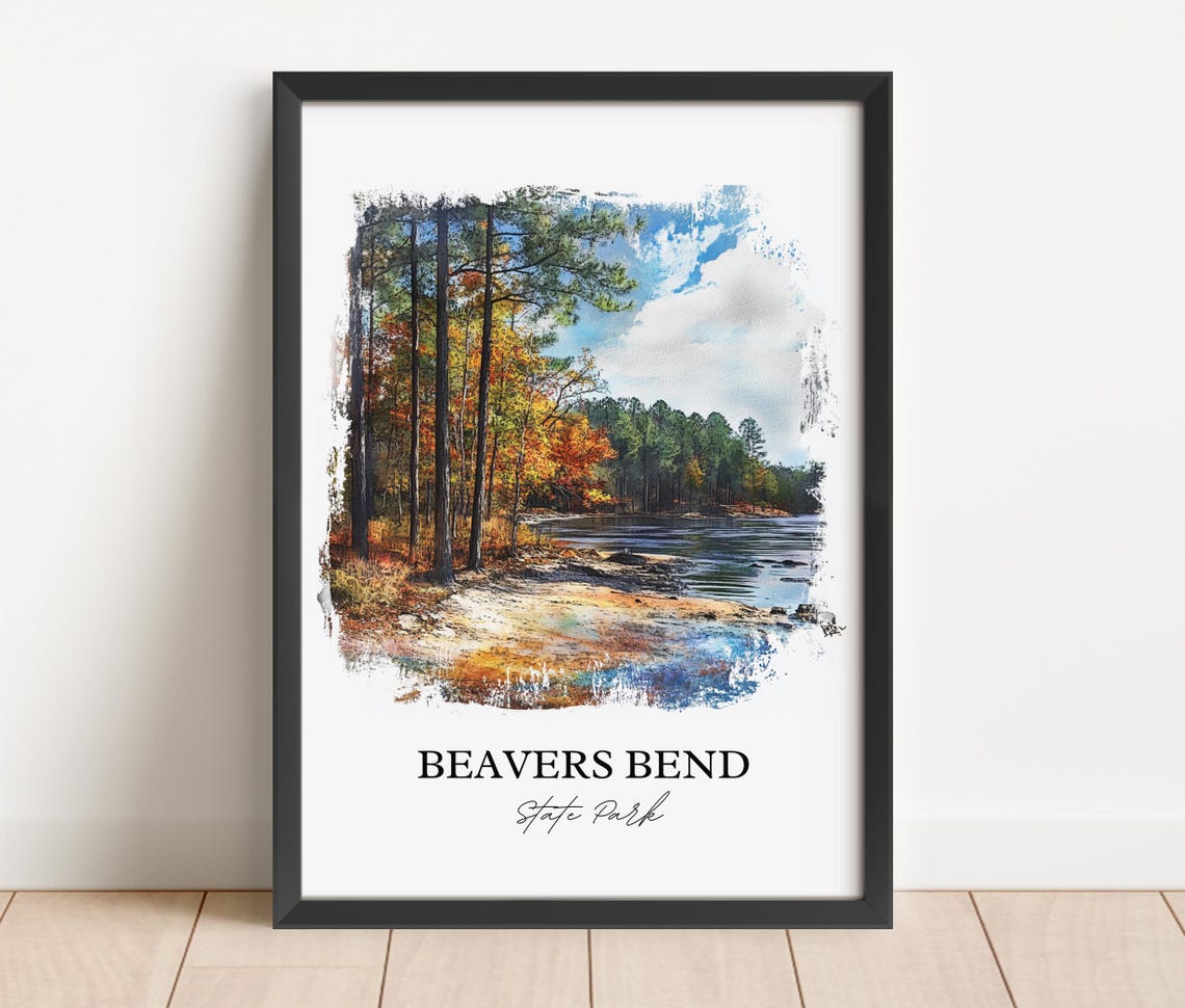 Beavers Bend State Park Fall Forest River Watercolor Nature Poster - Image 2