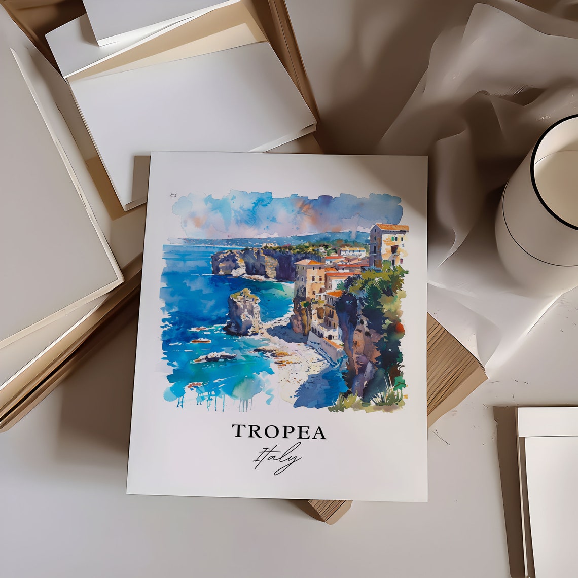Tropea Italy Watercolor Travel Poster, Calabria - Image 6