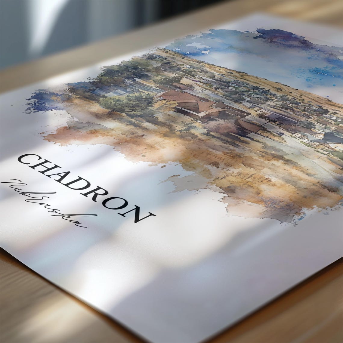 Chadron Nebraska High Plains Prairie Town Scenic Watercolor Poster - Image 6