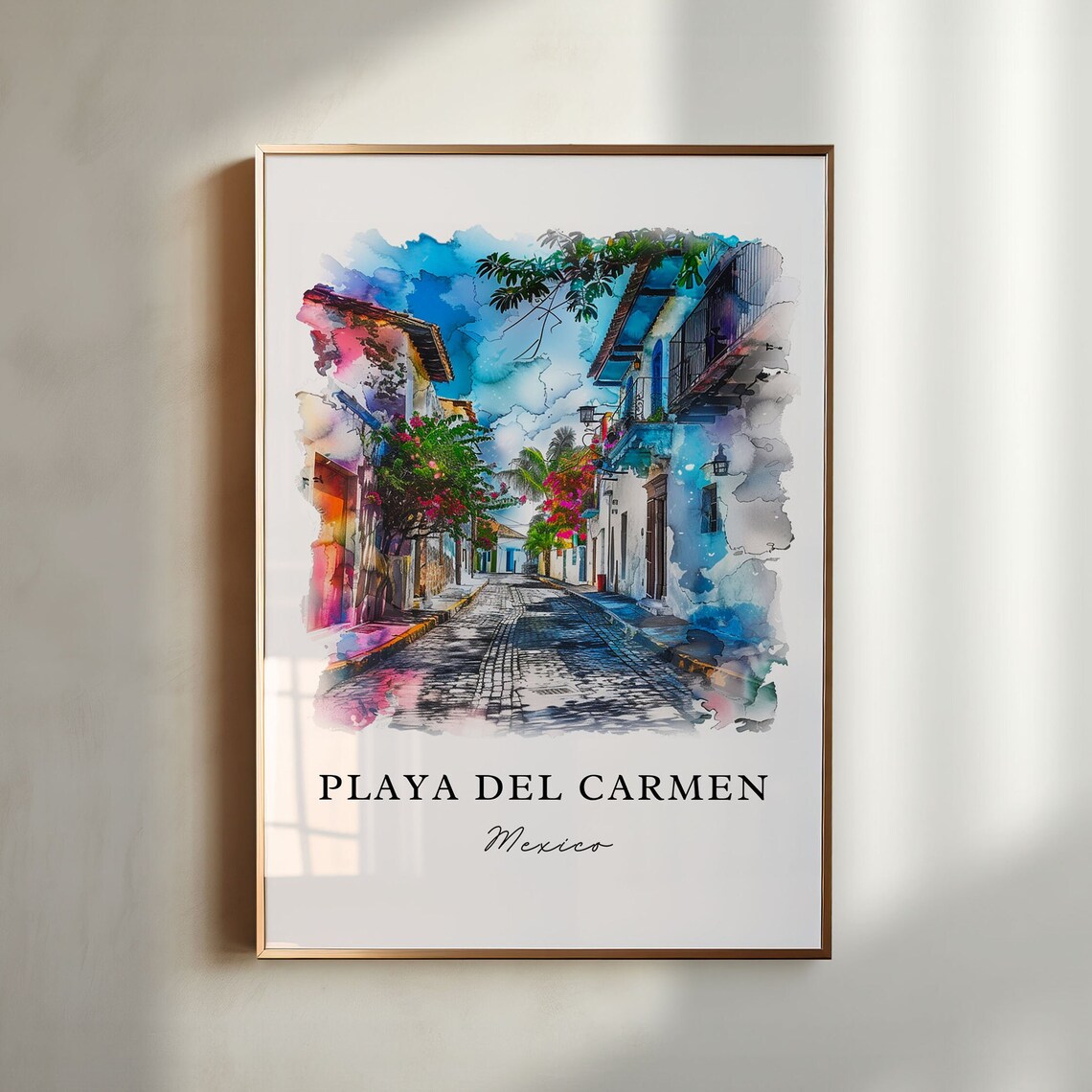 Playa Del Carmen Watercolor Travel Poster, Mexico