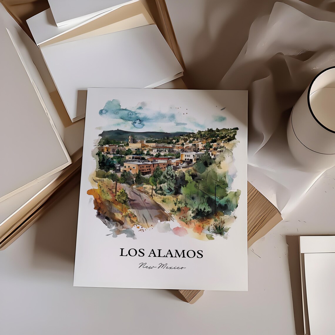 Los Alamos, NM Watercolor Travel Poster Art Print - Image 5