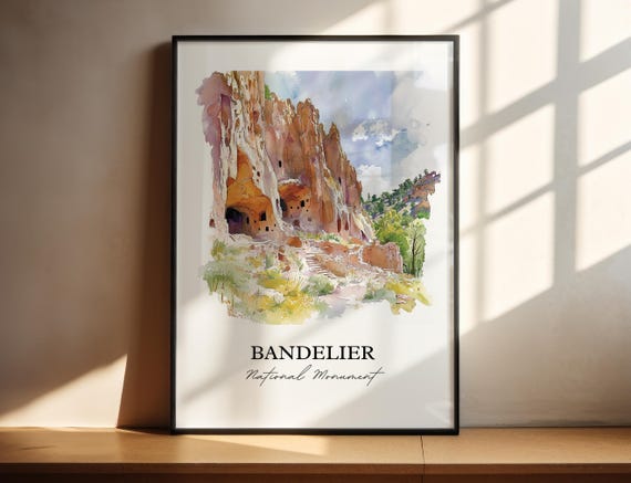 Bandelier National Monument Art Los Alamos County Print Nm Watercolor Gift Travel Poster Housewarming