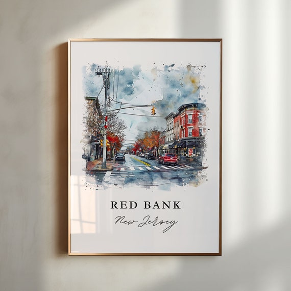 Red Bank Travel Poster, New Jersey Custom Text