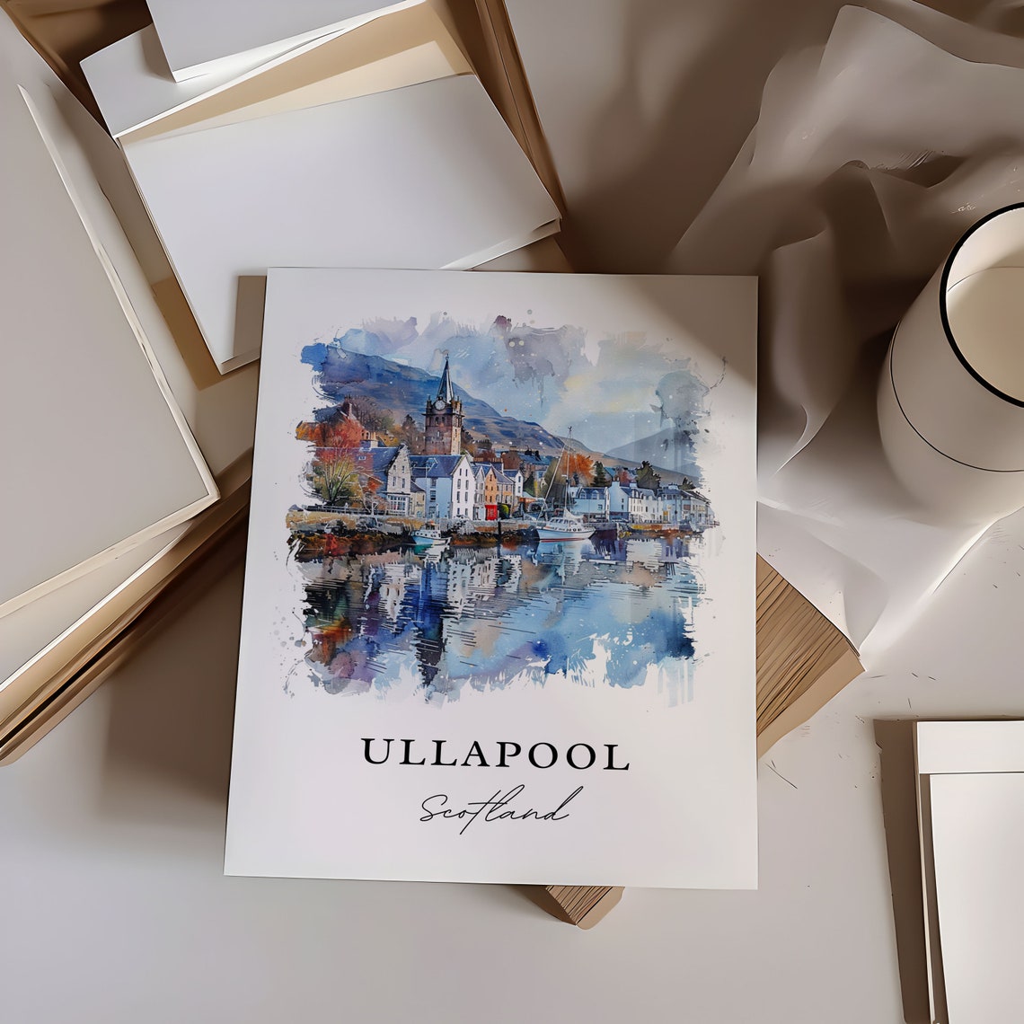 Ullapool Scotland Harbor Village Watercolor Highland Travel Poster - Image 6