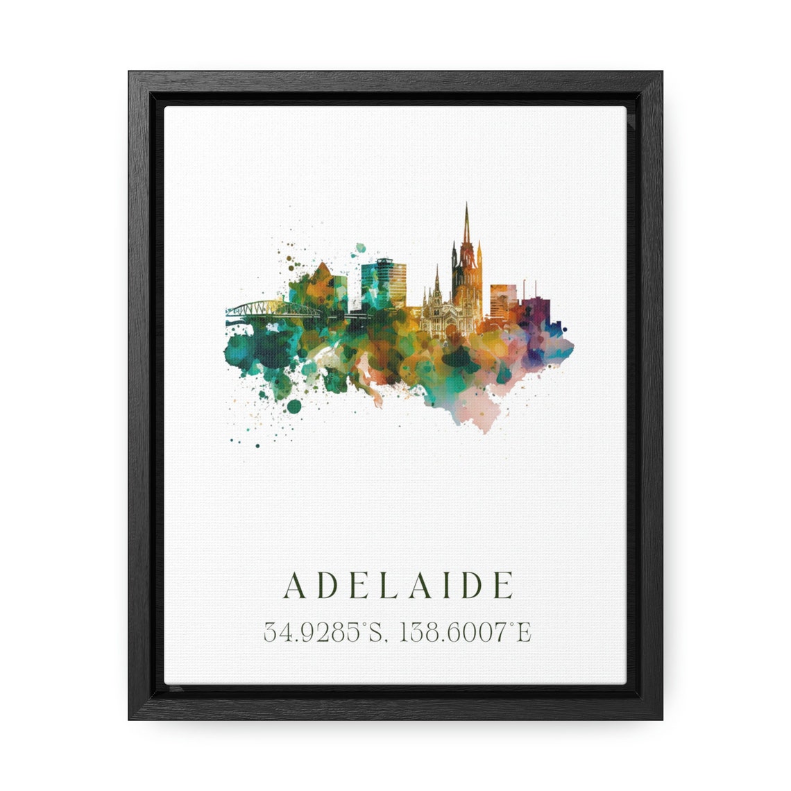 Adelaide Australia Skyline Coordinates Minimalist Watercolor Print - Image 2