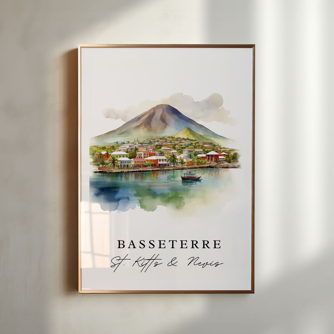 Basseterre St Kitts Travel Poster, Personalized Gift