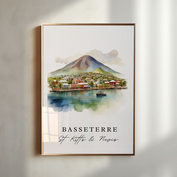 Basseterre St Kitts Travel Poster, Personalized Gift