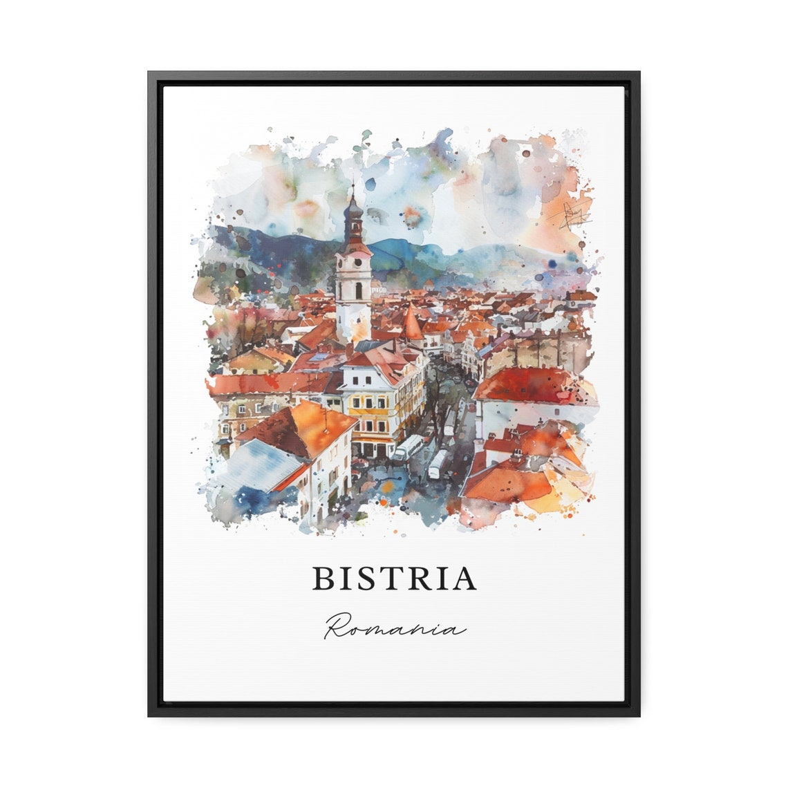 Bistria Watercolor Travel Poster, Romania Print - Image 2