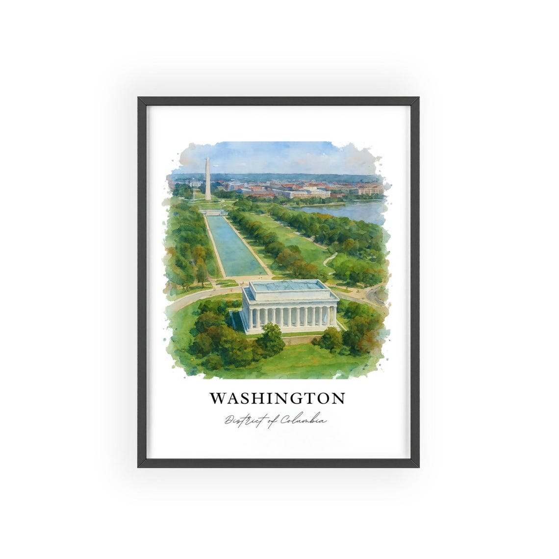 Washington DC Lincoln Memorial National Mall Watercolor Poster
