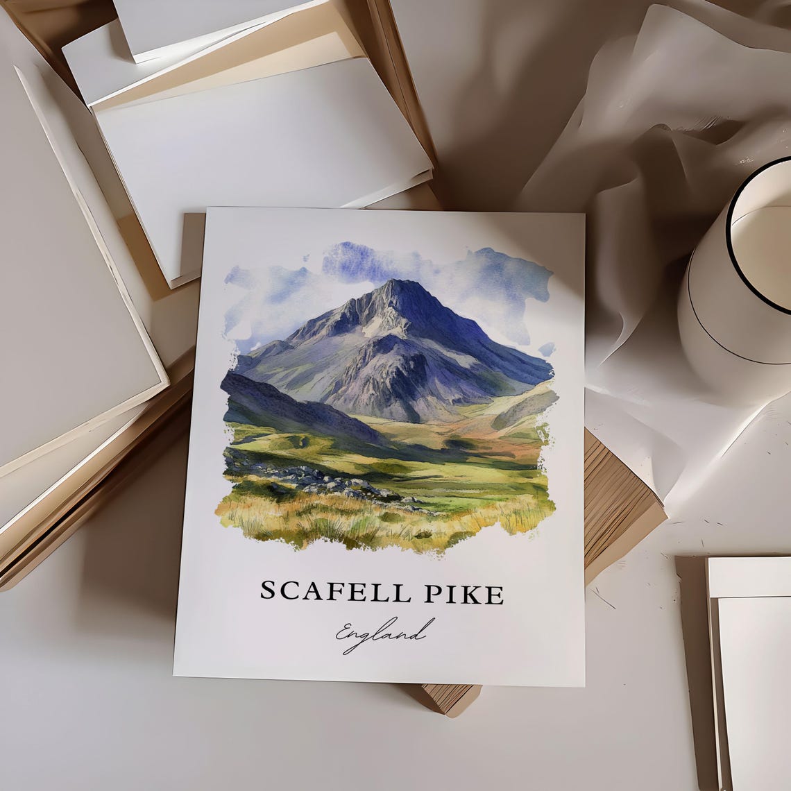 Scafell Pike England Lake District Peak Watercolor Travel Poster - Image 6