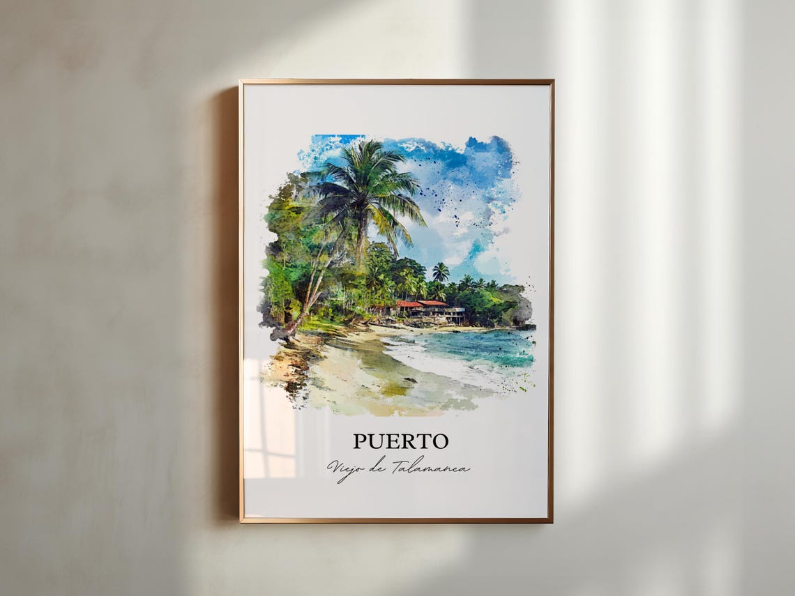 Puerto Viejo de Talamanca Tropical Beach Waves Watercolor Poster - Image 4