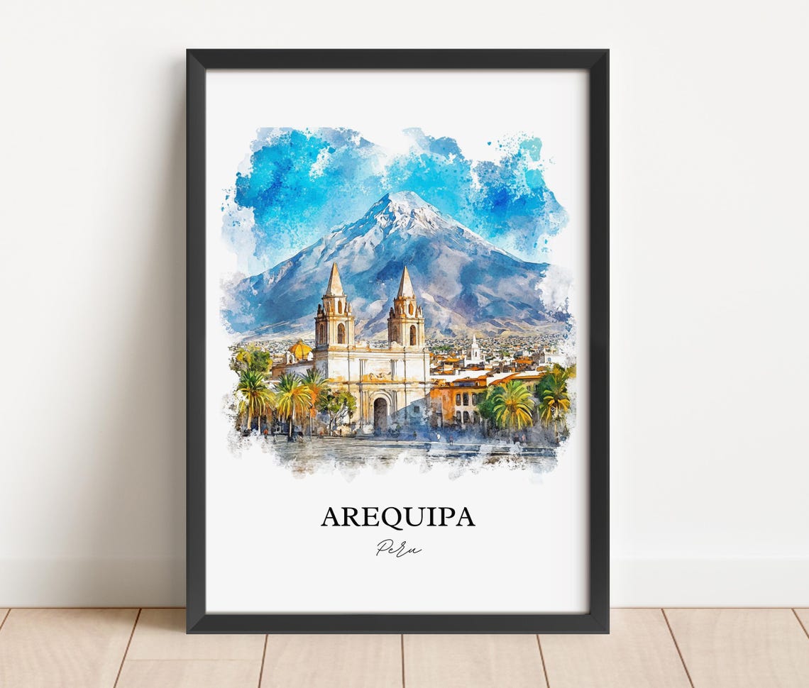 Arequipa Watercolor Travel Poster, Peru Wall Art - Image 2
