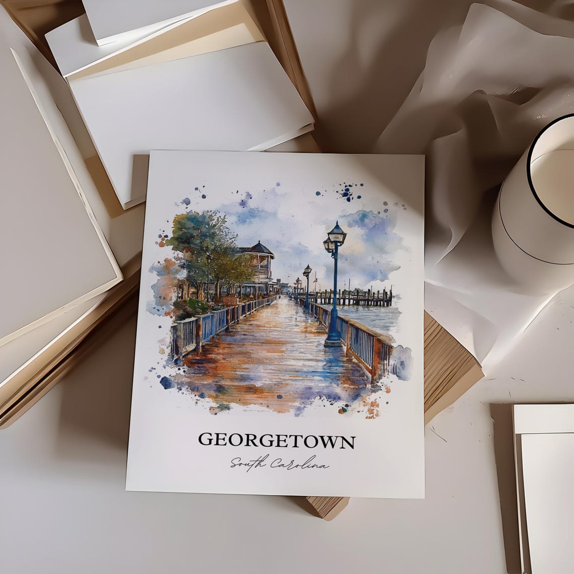 Georgetown South Carolina Charming Waterfront Boardwalk Art Poster - Image 5