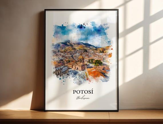 Potos Bolivia Wall Art Print Watercolor Gift Travel Poster Housewarming