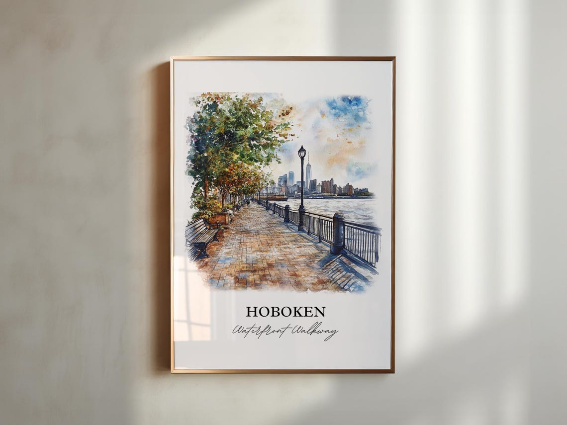 Hoboken NJ Travel Poster, North Jersey Watercolor - Image 5