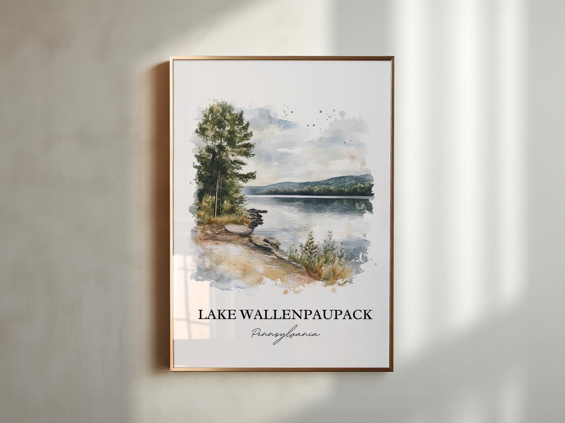 Lake Wallenpaupack Pennsylvania Shoreline Watercolor Travel Poster - Image 5