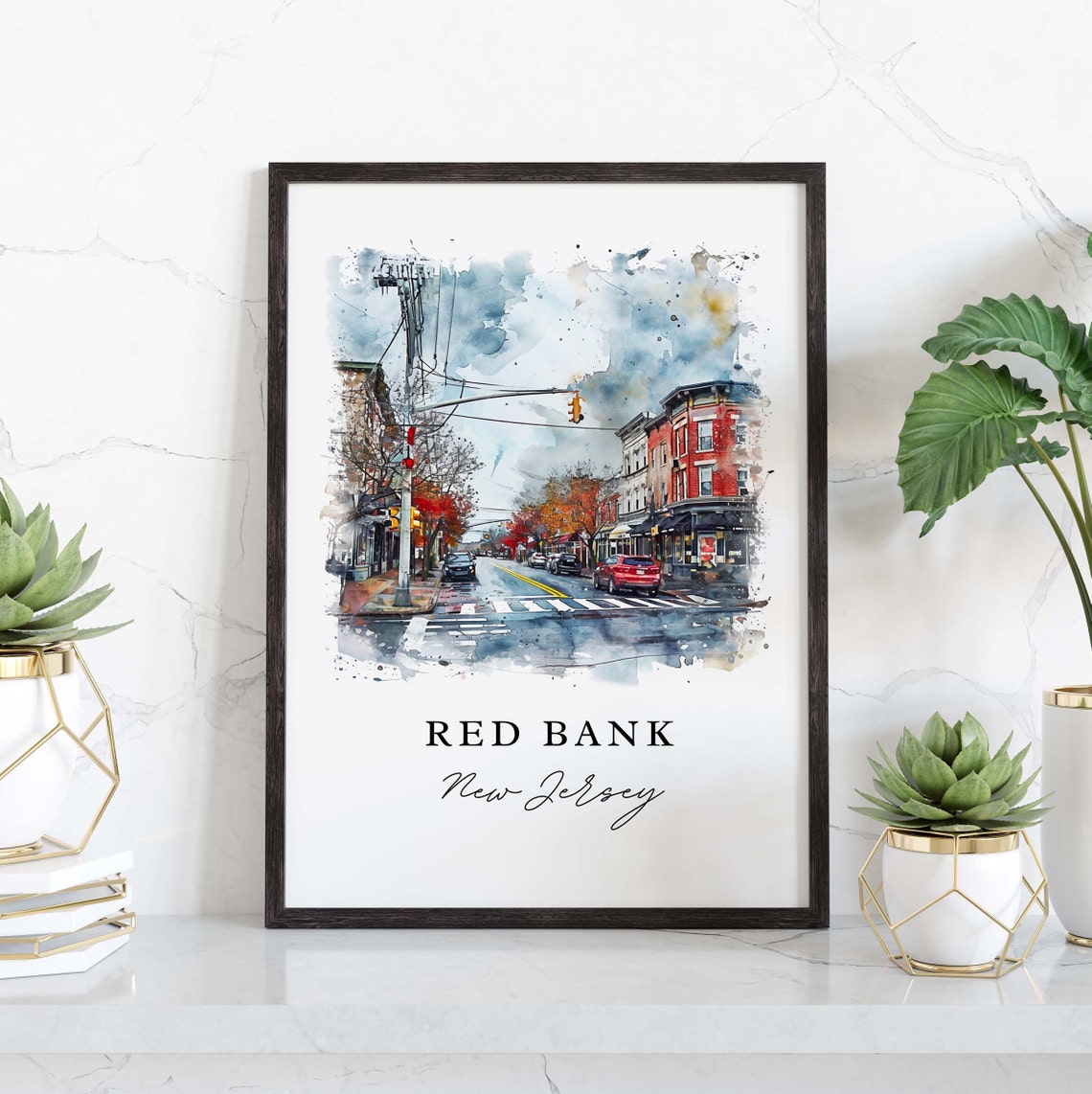 Red Bank Travel Poster, New Jersey Custom Text - Image 3