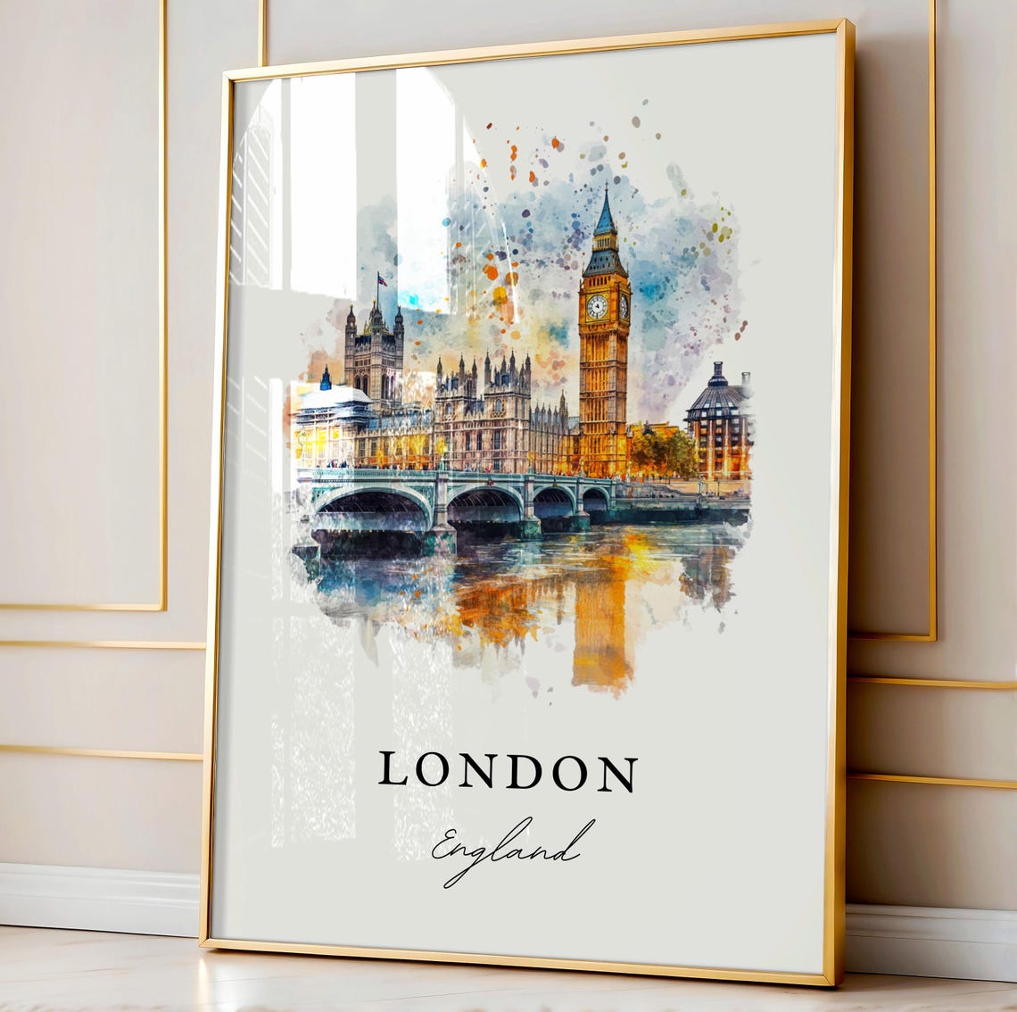 London England Big Ben Watercolor Travel Poster - Image 4